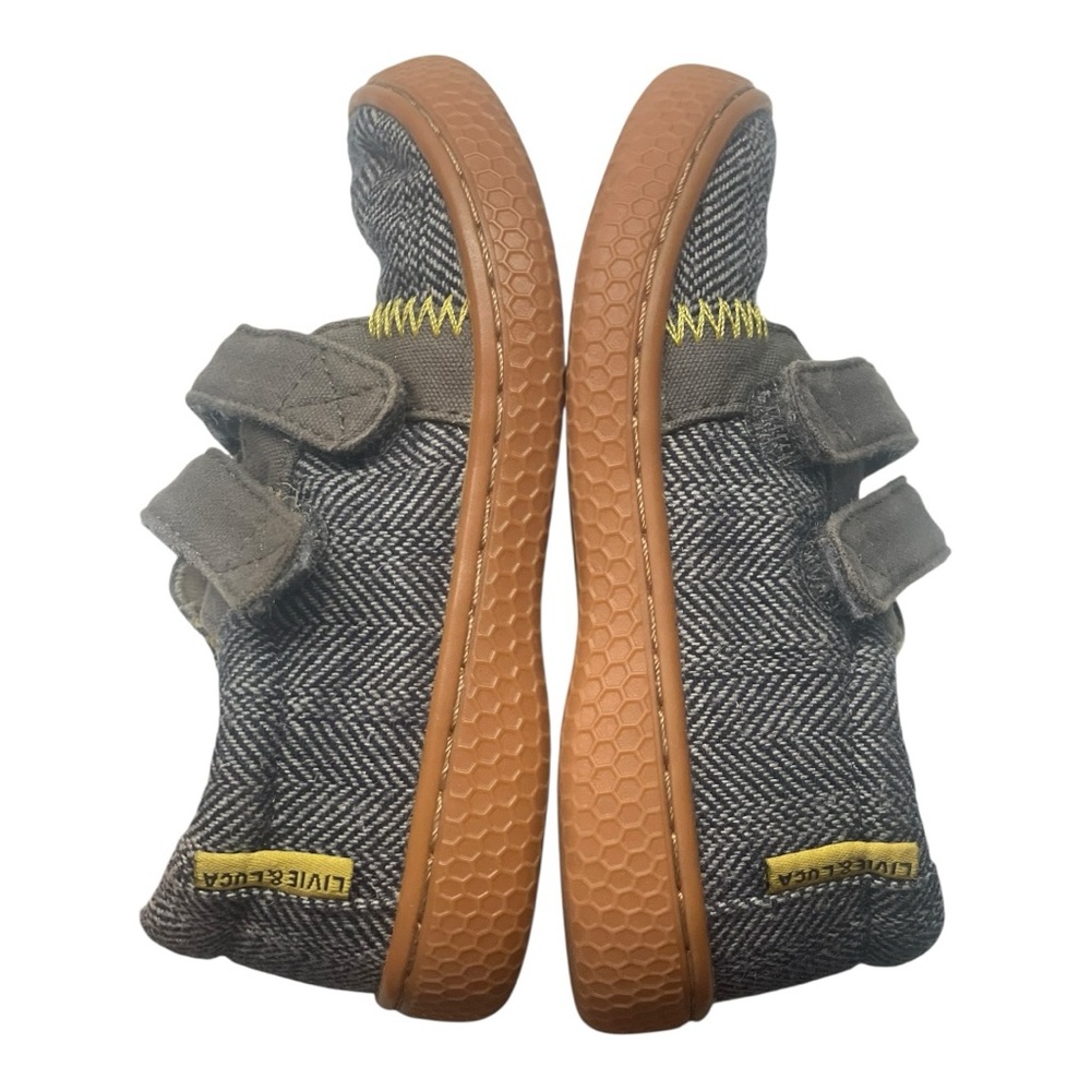Livie & Luca Gray Herringbone Kids Sneakers with velcro straps Size: 7 - Picture 6 of 9